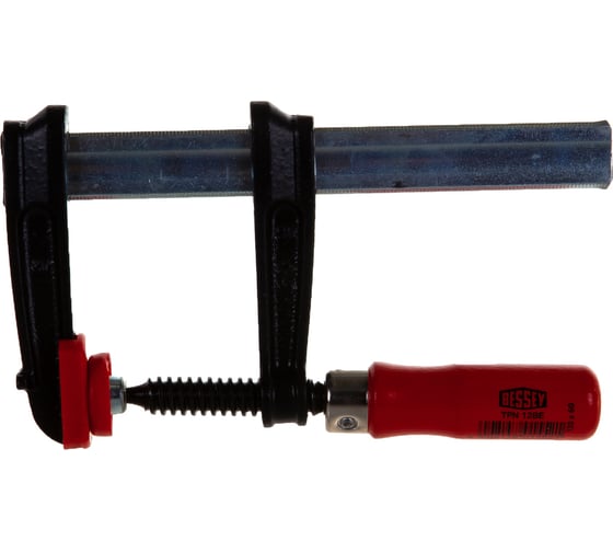 Струбцина из ковкого чугуна BESSEY 120/60, усилие 5.5 кН, с деревянной рукояткой, BE-TPN12BE