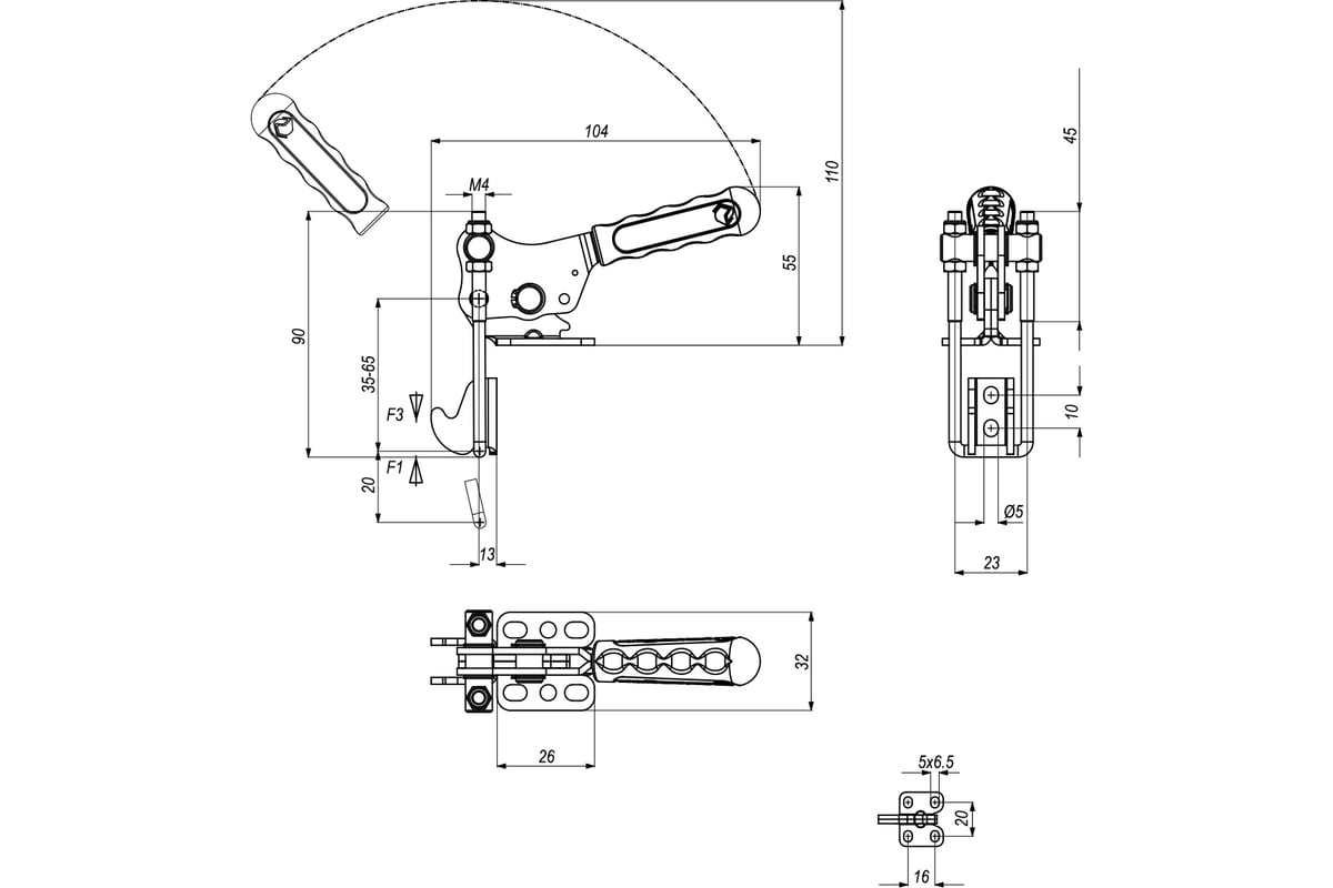 Вертикальная натяжная защелка KUKAMET со скобой и крюком 351-1 - выгодная  цена, отзывы, характеристики, фото - купить в Москве и РФ