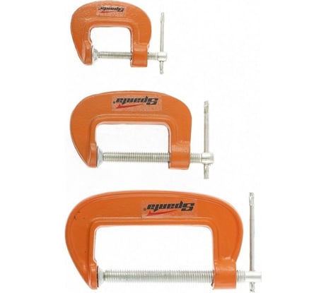 Набор G-образных струбцин 3 шт, 25-50-75 мм SPARTA 206755