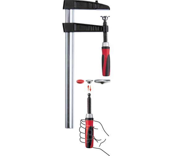 Струбцина BESSEY чугунная 1500/120, 7 кН, 2К ручка BE-TGK150-2K