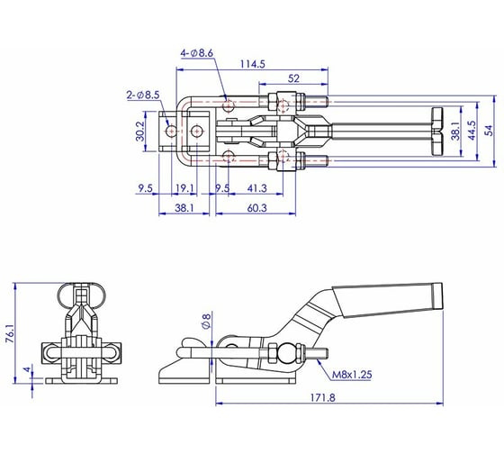 Защелка WOODWORK с блокировкой, усилие 900 кг GH-40341