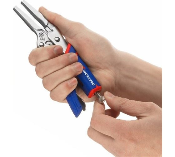 Зажимные клещи WORKPRO 165 мм, 6-1/2 дюймов, CR-V, с удлиненным захватом WP231075