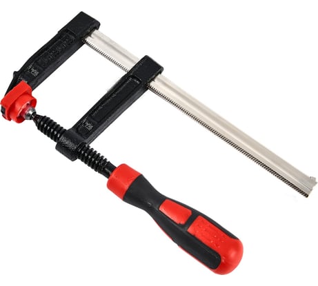 Столярная F-образная струбцина DELI dl110830z усиленная, 300x80 мм, максимальное усилие зажима 3000 Н, резьба 14 мм, штанга 6 мм 112049