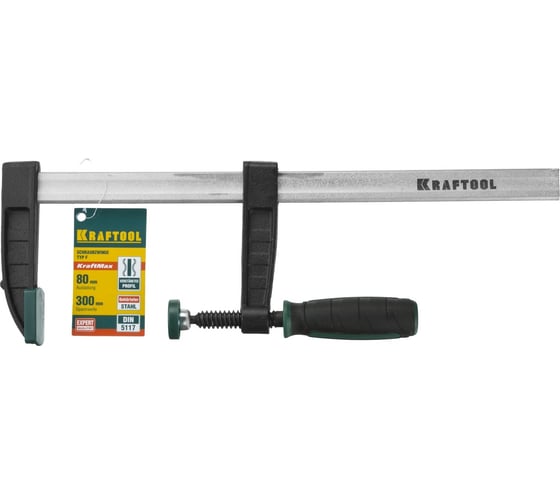 F-струбцина KRAFTOOL DIN 5117, двухкомпонентная ручка, 80x300мм 32011-080-300