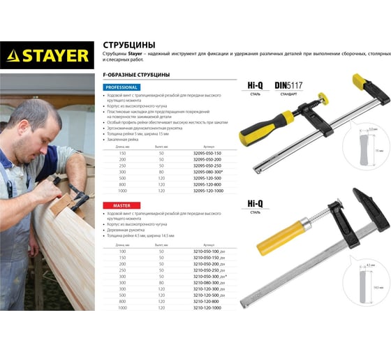 Струбцина тип F, 120х800мм STAYER Master 3210-120-800