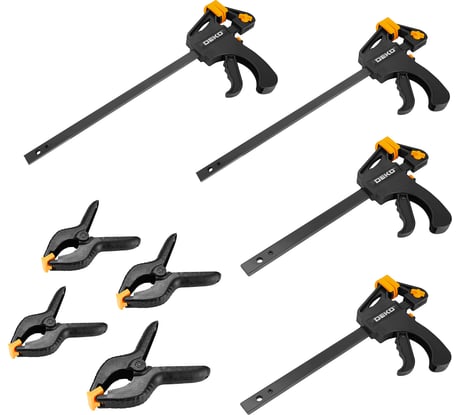 Набор быстрозажимных струбцин DEKO CLS70-300 70 мм, 150 мм, 300 мм, 8 шт. 065-0668