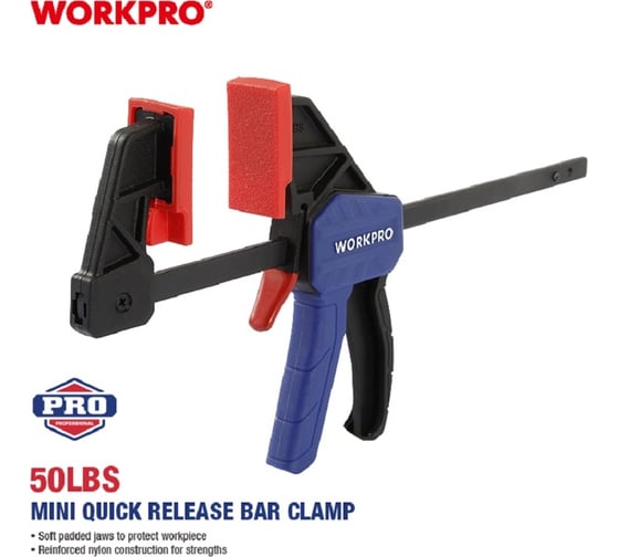 Быстросъемный мини зажим для штанги WORKPRO 100 мм, 2 шт. WP201016