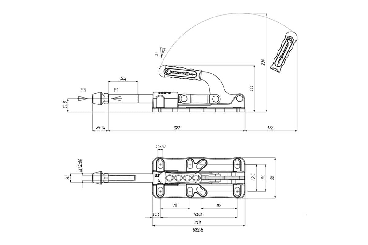 Плунжерный зажим KUKAMET с горизонтальным кронштейном 532-5-Q20 - выгодная  цена, отзывы, характеристики, фото - купить в Москве и РФ