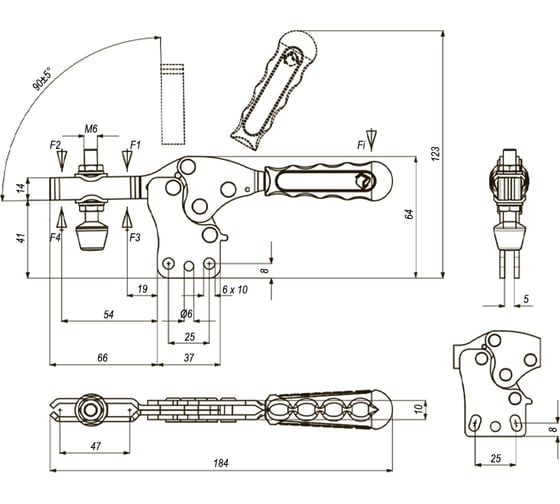 Механический горизонтальный прижим KUKAMET до 122 кг S112-2