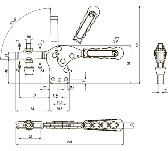 Механический горизонтальный прижим KUKAMET до 255 кг S112-3