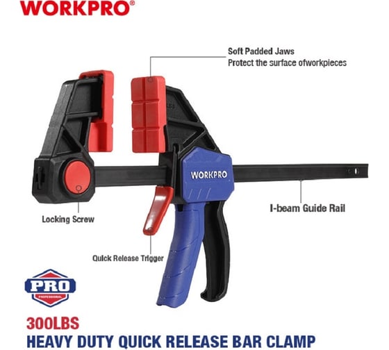 Быстрозажимная струбцина WORKPRO поворотная, 79x300мм WP232040