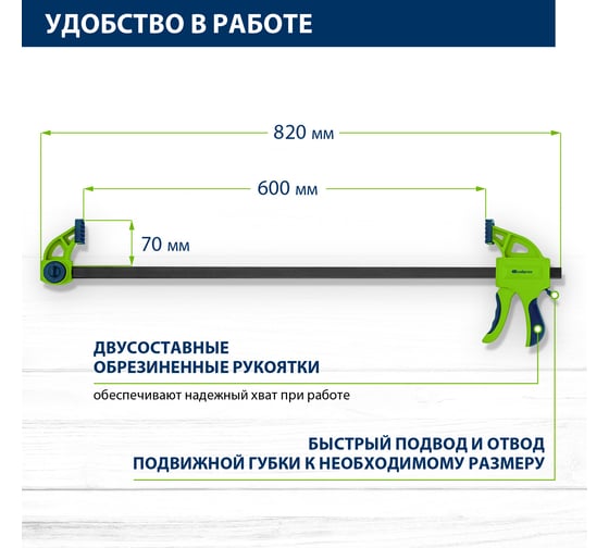 Быстрозажимная F-образная струбцина СИБРТЕХ 20567