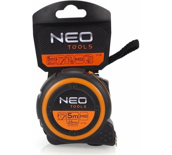 Рулетка NEO Tools двухкомпонентный корпус стальная лента 5 м x 25 мм магнит 67-185 6