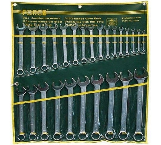 Набор комбинированных гаечных ключей 26 предметов FORCE 5261C в .