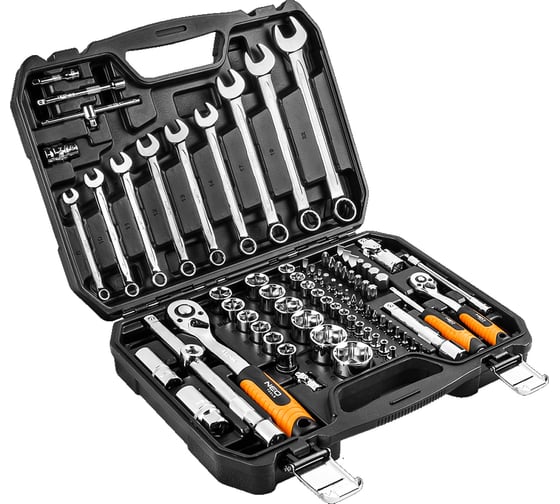 Сменные головки 82 шт. 1/2 1/4 CrV NEO Tools 08-672 2