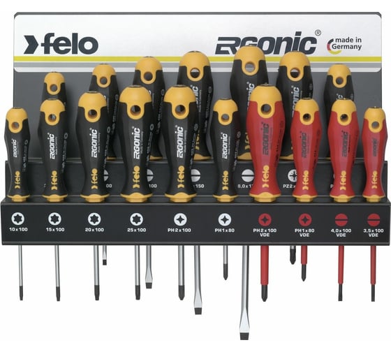 Купить набор отверток felo ergonic sl/pz/ph/tx и vde на стальной стойке, 17 шт 40091743 в Ульяновске - цены, отзывы, характеристики, доставка, гарантия, инструкция