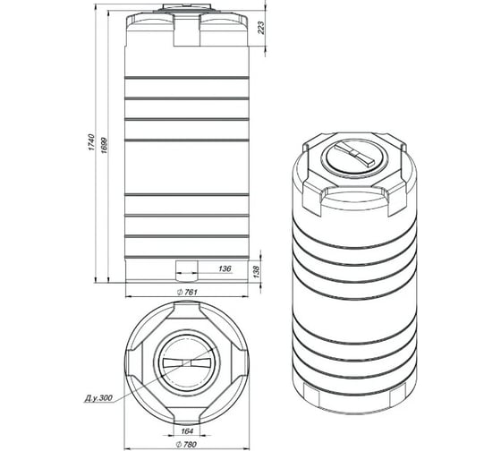 Рециклинговая емкость Экопром R T 750 107.0750.899.000