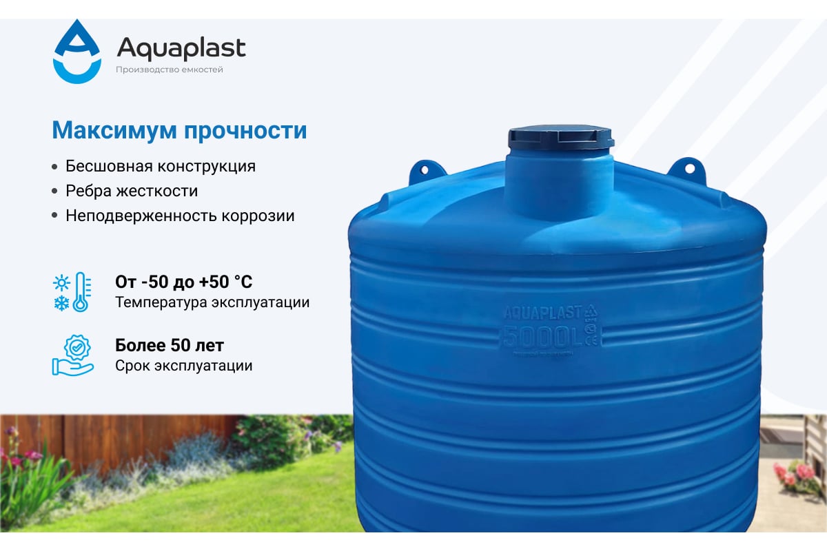 Овально-вертикальная емкость AQUAPLAST 5000 л, синяя 4630017951864 ...