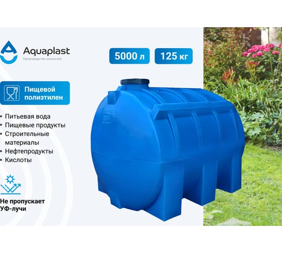 Овально-горизонтальная емкость AQUAPLAST 5000 л, синяя 4630017951970