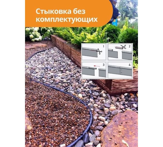 Садовый бордюр Standartpark канта плюс, черный, длина 20 м, высота 11 см, диаметр трубки 2,1 см 82595-Ч/20