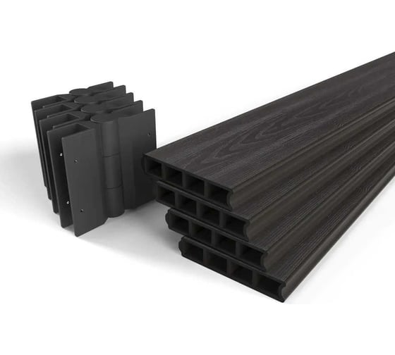 Готовый комплект грядки из дпк Еврогрядка 1000x1000x155, цвет графит GEG4-155-Graphite