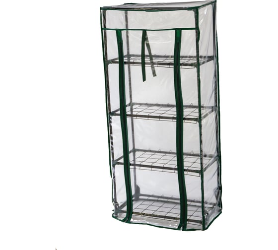 Парник на подоконник ГеоПластБорд, 46x24x100 см, с чехлом из пвх, 4 полки, зеленый TM46.24.100