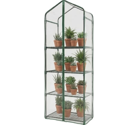 Парник на подоконник ГеоПластБорд, 59x39x160 см, с чехлом из пвх, 4 полки, зеленый TM59.39.160