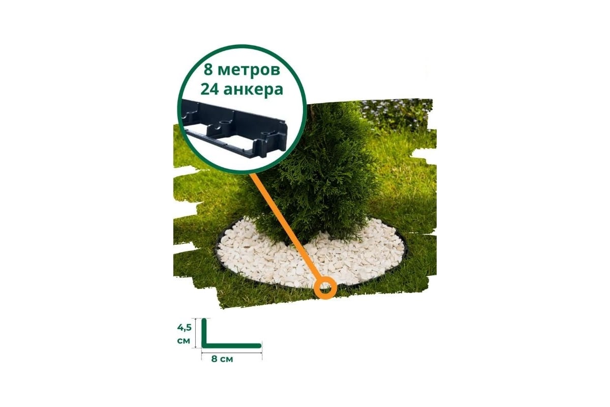 Ландшафтный пластиковый бордюр Standartpark черный, высота 45 мм ...