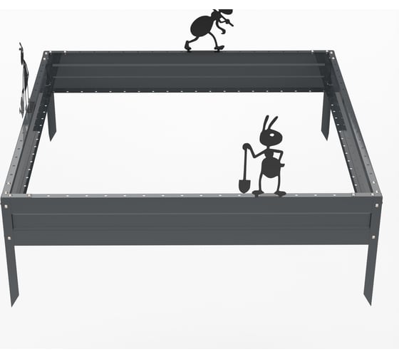 Грядка Металекс Metalex серия KitGarden 1x1 х 0.15 м. Серая / 114059