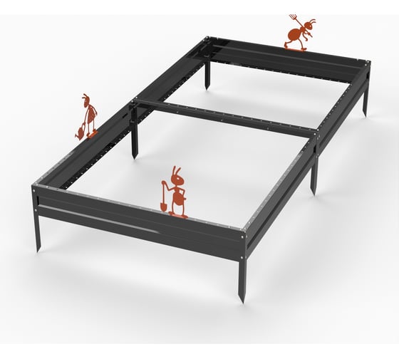 Грядка Металекс Metalex серия KitGarden 2x1 х 0.15 м. Черная / 114040