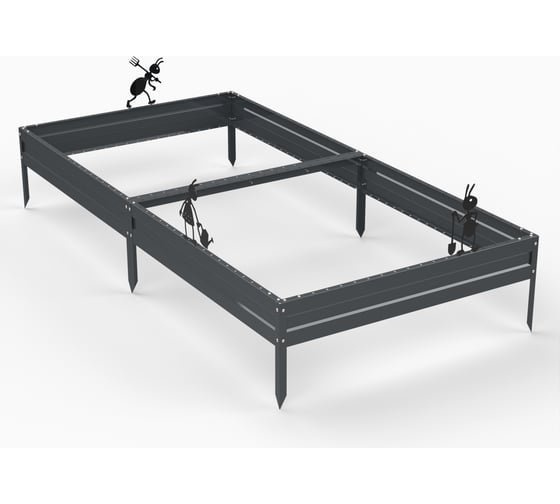 Грядка Металекс Metalex серия KitGarden 2x1 х 0.15 м. Серая / 114039
