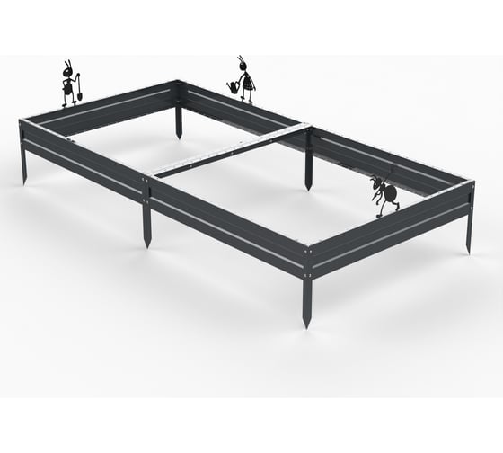 Грядка Металекс Metalex серия KitGarden 2x1 х 0.15 м. Серая / 114039