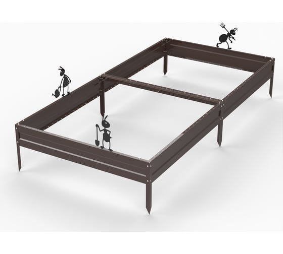 Грядка Металекс Metalex серия KitGarden 2x1 х 0.15 м. Коричневая / 114037