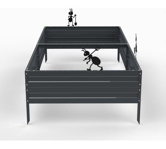 Грядка Металекс Metalex серия KitGarden 2x1 х 0.3 м. Серая / 114029