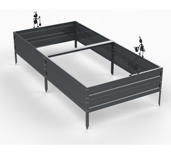 Грядка Металекс Metalex серия KitGarden 2x1 х 0.3 м. Серая / 114029
