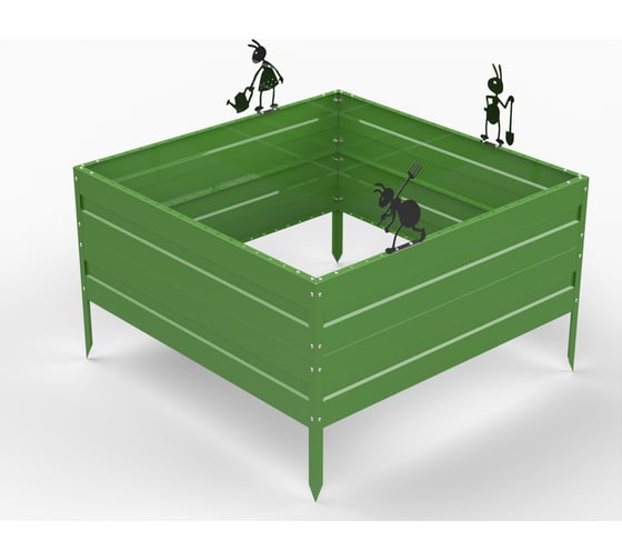 Грядка Металекс Metalex серия KitGarden 1x1 х 0.4 м. Зеленая / 114041