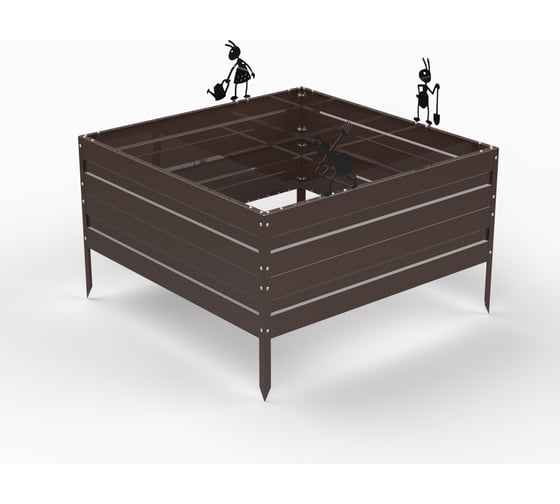 Грядка Металекс Metalex серия KitGarden 1x1 х 0.4 м. Коричневая / 114042 1