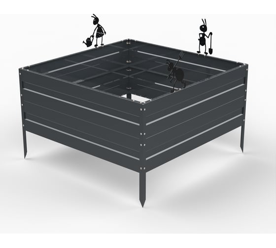 Грядка Металекс Metalex серия KitGarden 1x1 х 0.4 м. Серая / 114044 1