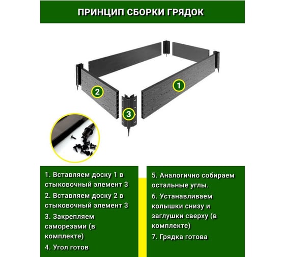 Садовая грядка 1-й ДПК Комбинат из ДПК высокая 300-100-30 см KL372618