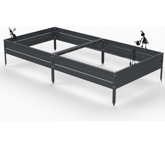 Грядка Metalex серия KitGarden 2x1 х 0.2 м. Серая 114034