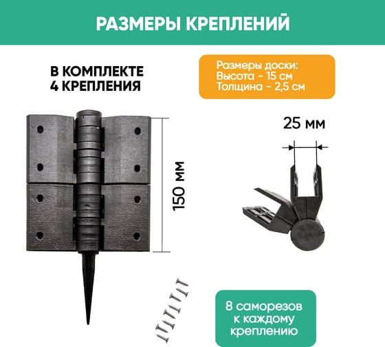 Крепление для грядки NeoКомпозит (Т) 25 ПМ Черный КрГРПМ Ч
