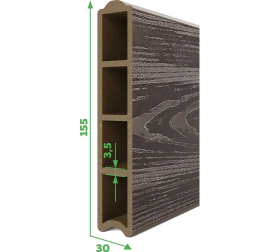 Готовый комплект грядки из ДПК Еврогрядка 1500x750x155-3D, цвет Венге GEG1-155-3D