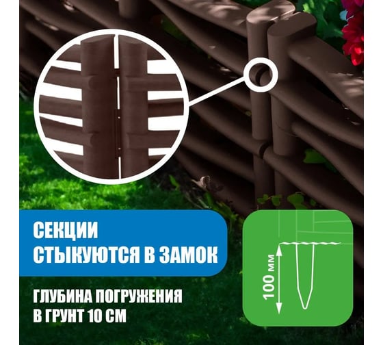 Забор декоративный садовый ВПМ "Плетёнка" терракотовый 6195684