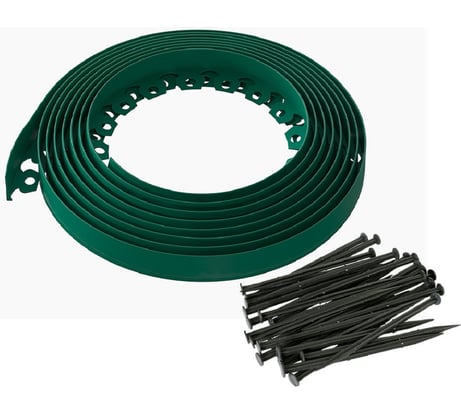 Садовый пластиковый бордюр ГеоПластБорд Манго для дачи высота 55 мм, 10 м, цвет зелёный GPBG55.10.30.Gr