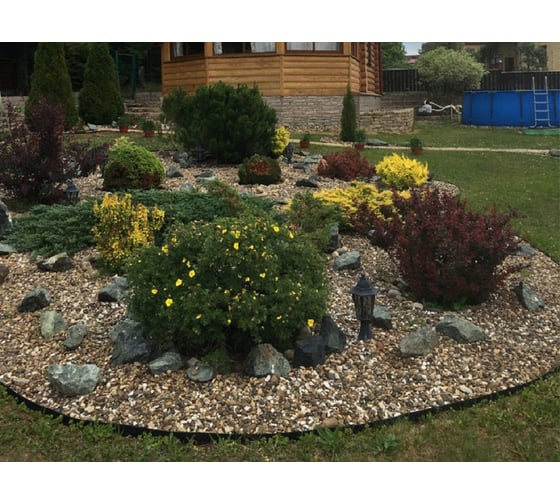 Садовый бордюр ГеоПластБорд Манго 10 метров высота 5.5 см + 30 кольев коричневый GPBG55.10.30.Br