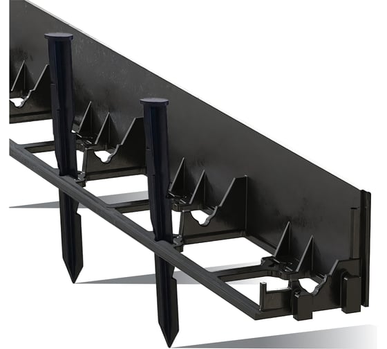 Садовый бордюр ГеоПластБорд  h 78 мм длина 8 метров + 32 колышка h 24 см цвет черный GPB78.08.32