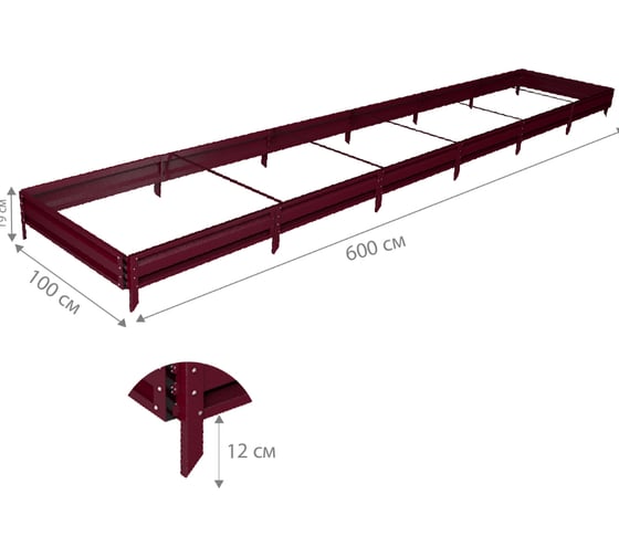 Готовая грядка Delta-Park GL 1х6 м, коричнево-красная 30010_GL16Ch