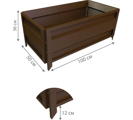 Сборная грядка Delta-Park GU 0.5х1 м, коричневая 30011_GU501Br