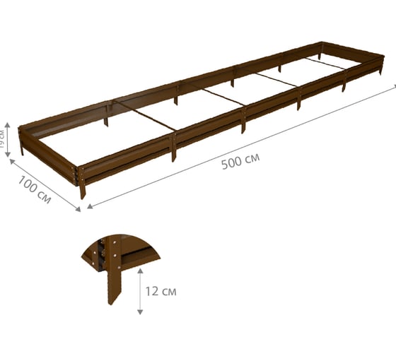 Готовая грядка Delta-Park GL 1х5 м, коричнево-красная 30010_GL15Ch