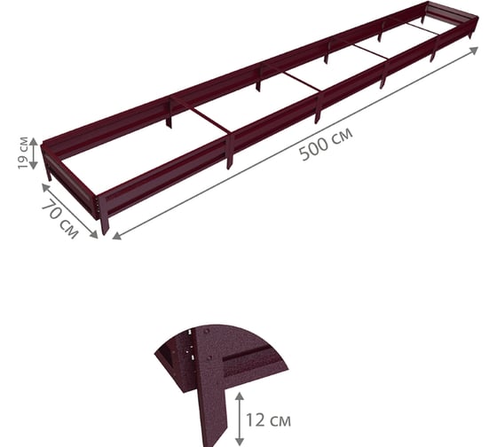 Готовая грядка Delta-Park GL 0.7х5 м, коричнево-красная 30010_GL705Ch